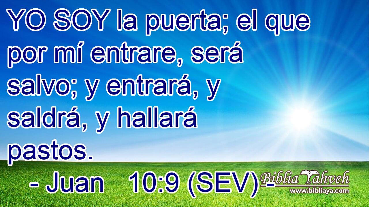 YO SOY la puerta; el que por mí entrare, será salvo; y entrará, y saldrá, y hallará pastos.
