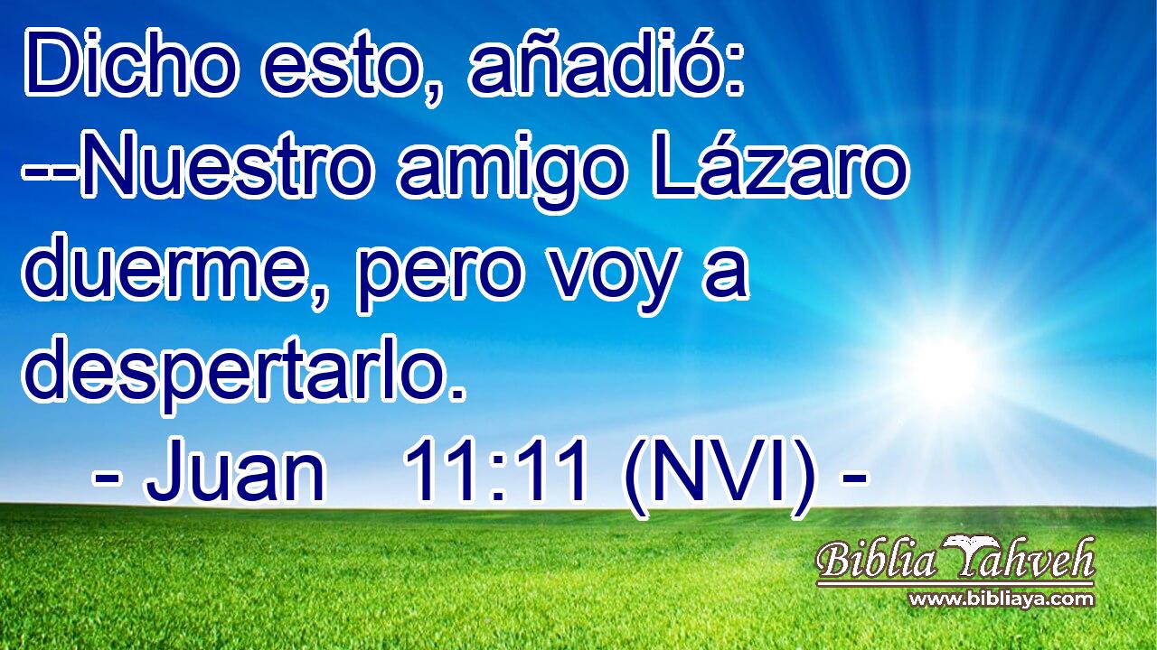  Dicho esto, añadió: --Nuestro amigo Lázaro duerme, pero voy a despertarlo. 