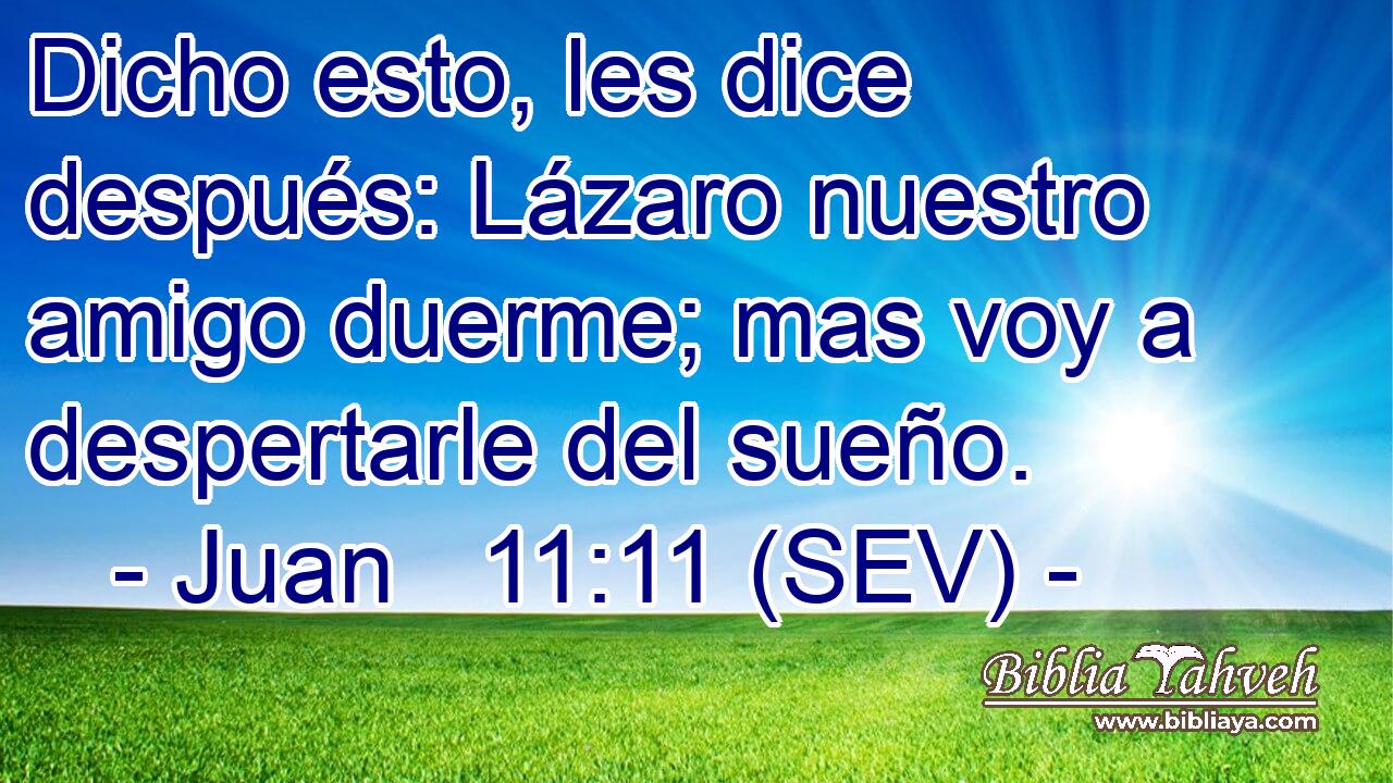 Dicho esto, les dice después: Lázaro nuestro amigo duerme; mas voy a despertarle del sueño.