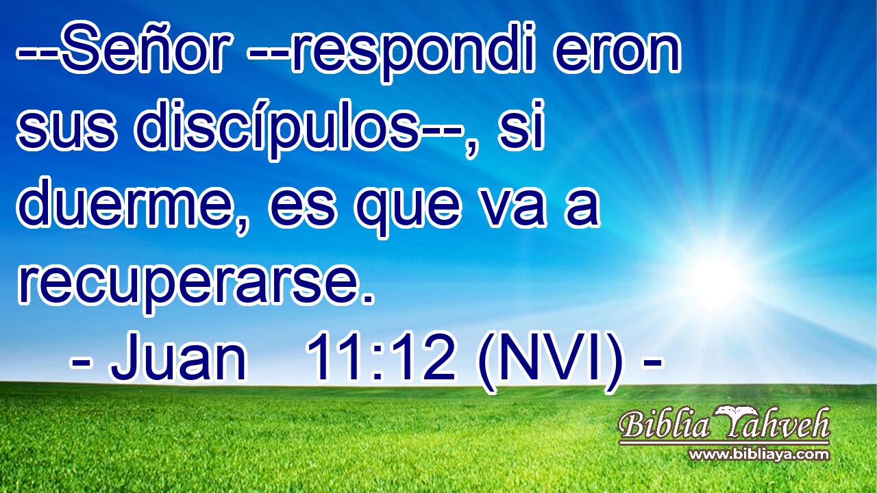  --Señor --respondi eron sus discípulos--, si duerme, es que va a recuperarse. 
