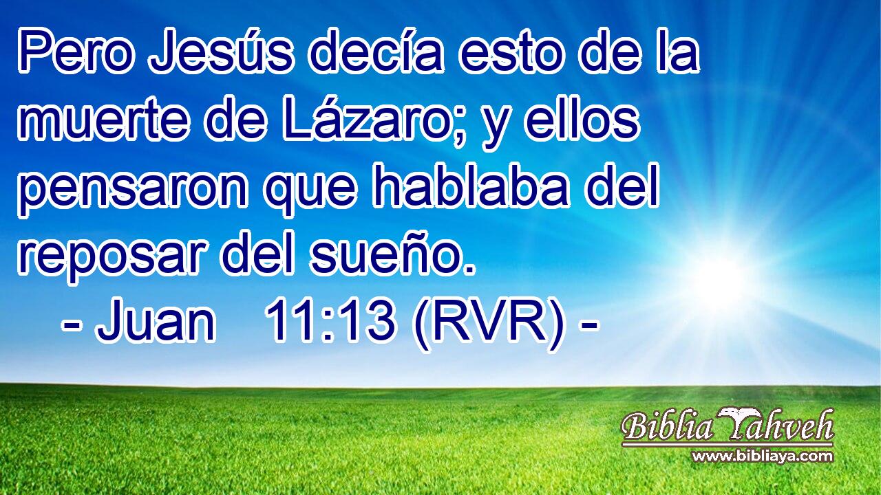Pero Jesús decía esto de la muerte de Lázaro; y ellos pensaron que hablaba del reposar del sueño.