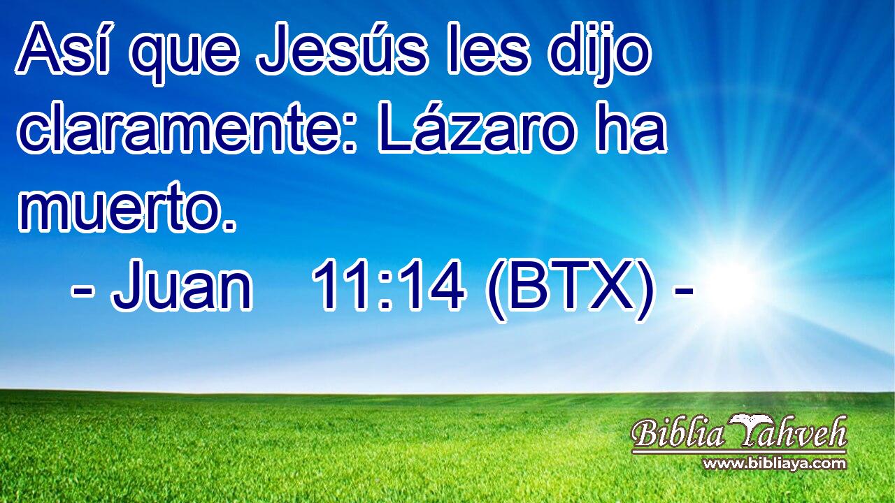 Así que Jesús les dijo claramente: Lázaro ha muerto.