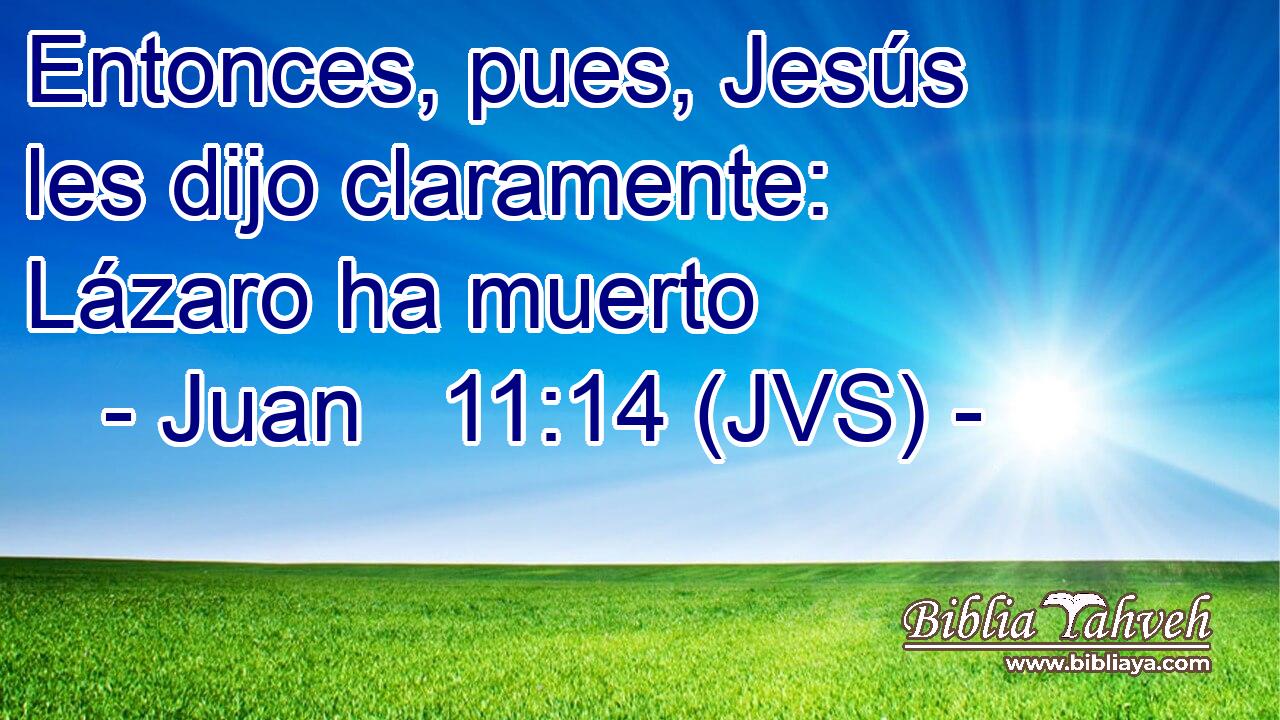 Entonces, pues, Jesús les dijo claramente: Lázaro ha muerto