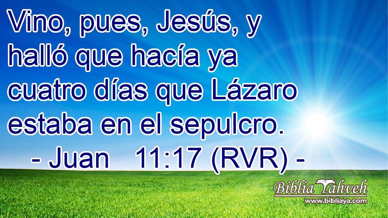 Vino, pues, Jesús, y halló que hacía ya cuatro días que Lázaro estaba en el sepulcro.