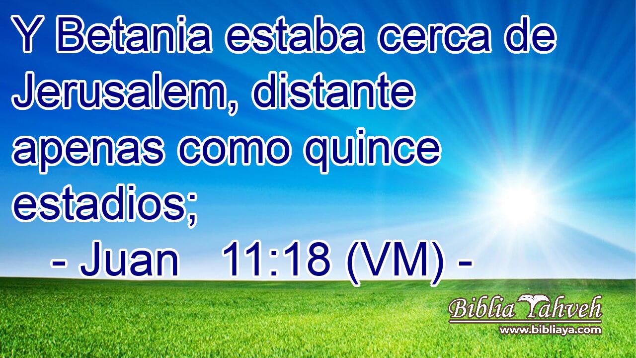  Y Betania estaba cerca de Jerusalem, distante apenas como quince estadios; 