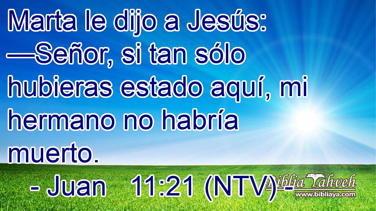 Marta le dijo a Jesús: —Señor, si tan sólo hubieras estado aquí, mi hermano no habría muerto.
