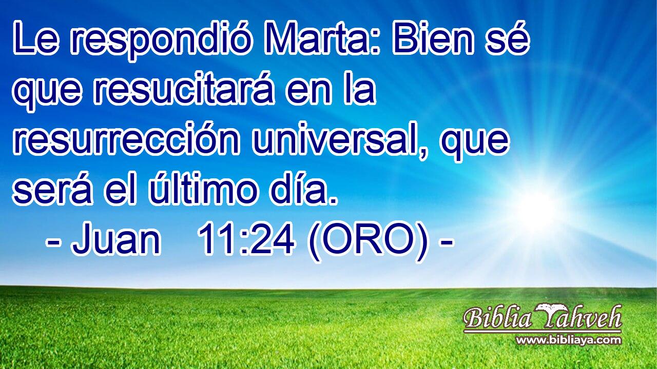  Le respondió Marta: Bien sé que resucitará en la resurrección universal, que será el último día. 