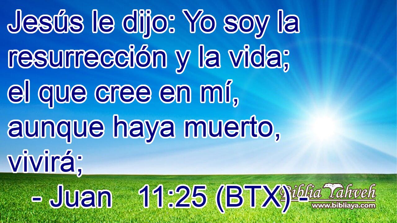 Jesús le dijo: Yo soy la resurrección y la vida; el que cree en mí, aunque haya muerto, vivirá;