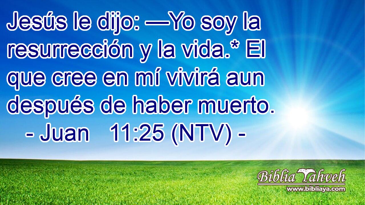 Jesús le dijo: —Yo soy la resurrección y la vida.* El que cree en mí vivirá aun después de haber muerto.