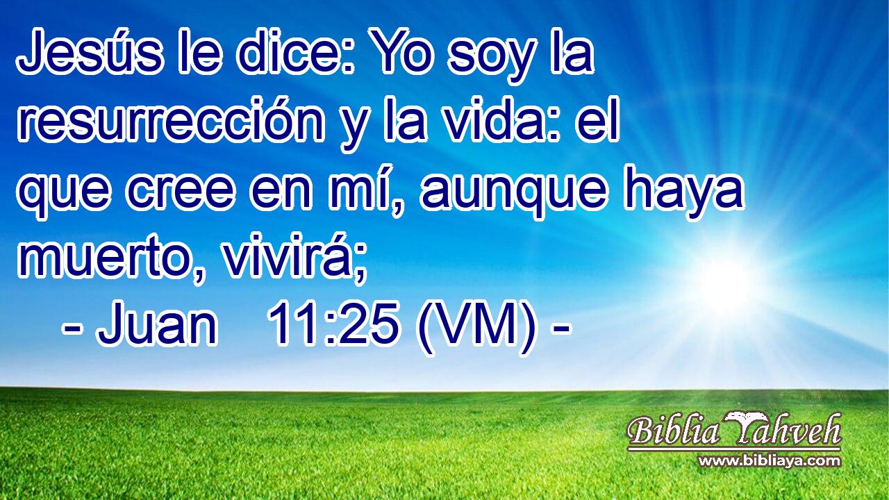  Jesús le dice: Yo soy la resurrección y la vida: el que cree en mí, aunque haya muerto, vivirá; 