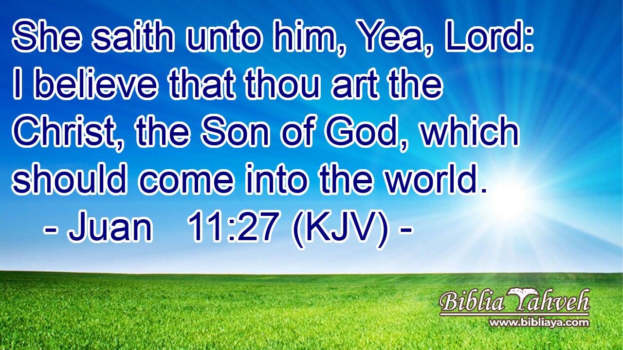 She saith unto him, Yea, Lord: I believe that thou art the Christ, the Son of God, which should come into the world.