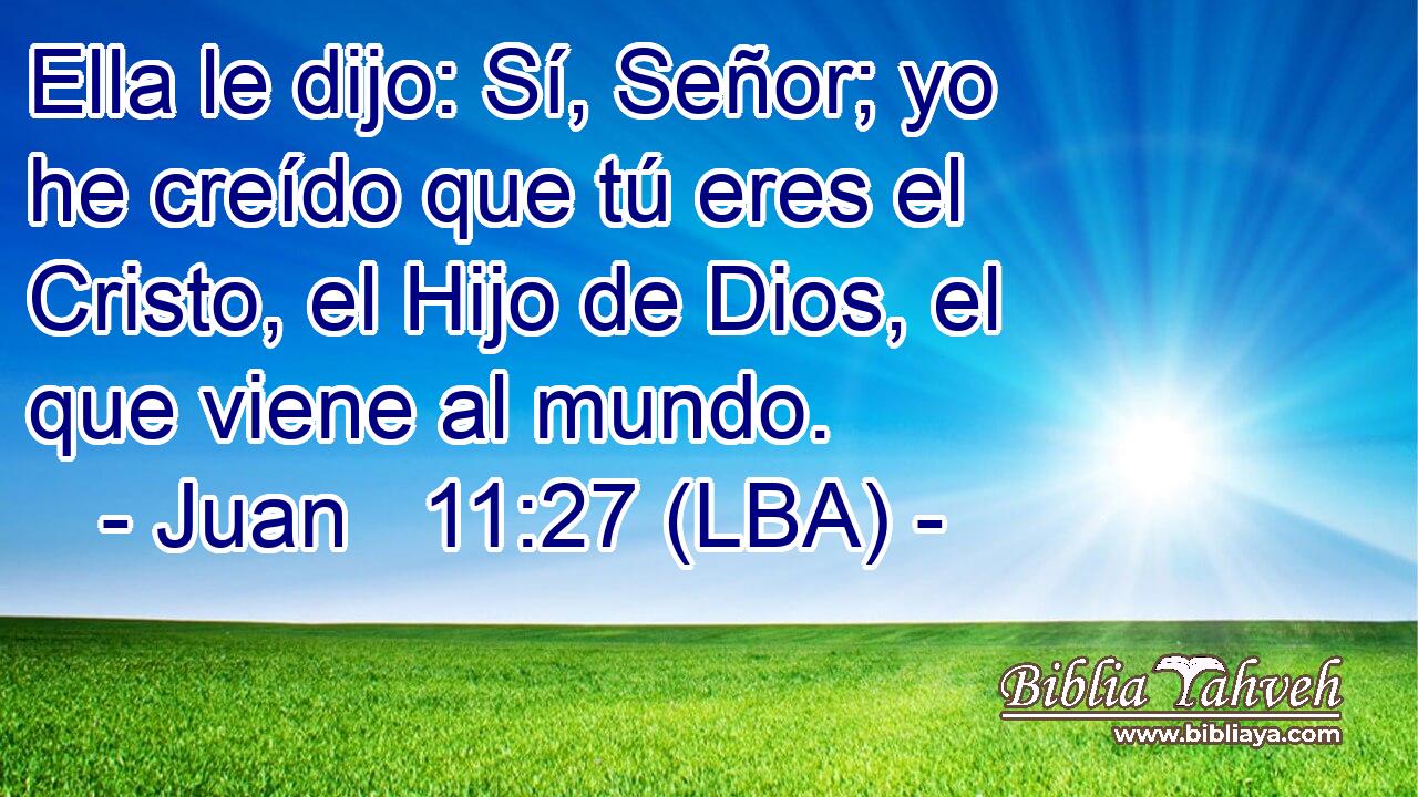 Ella le dijo: Sí, Señor; yo he creído que tú eres el Cristo, el Hijo de Dios, el que viene al mundo.