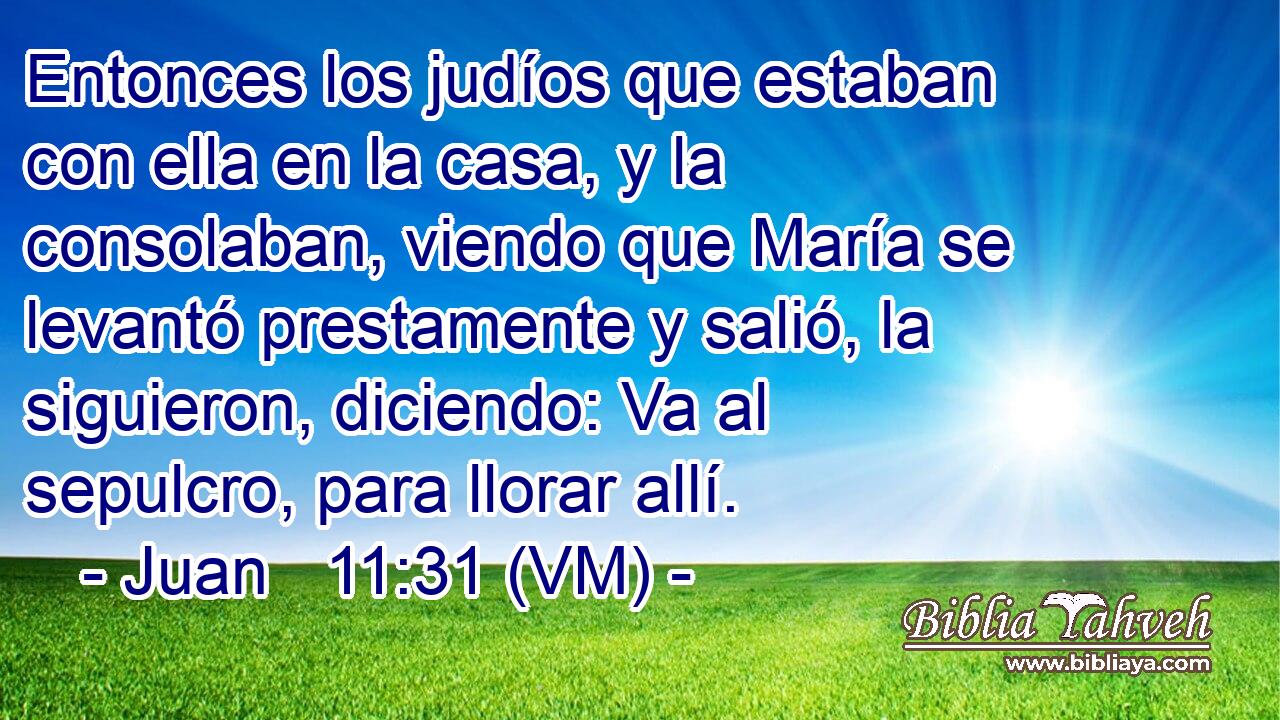  Entonces los judíos que estaban con ella en la casa, y la consolaban, viendo que María se levantó prestamente y salió, la siguieron, diciendo: Va al sepulcro, para llorar allí. 