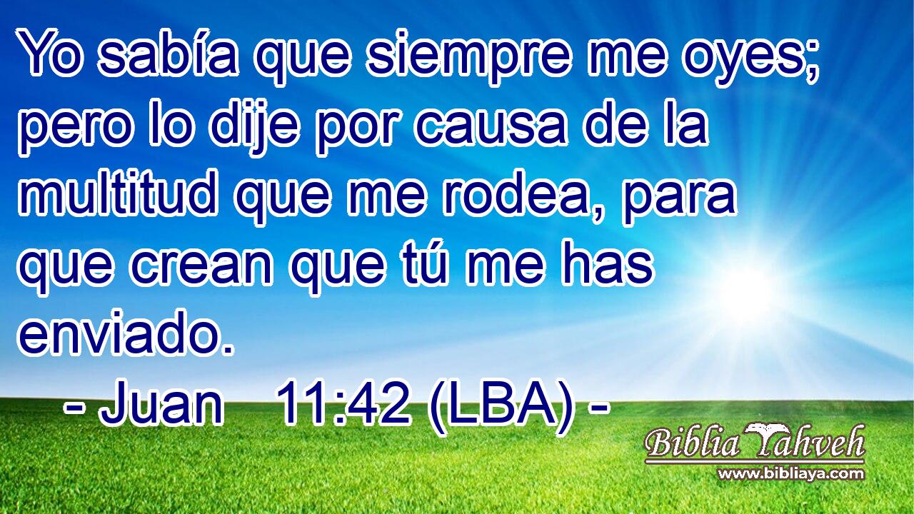 Yo sabía que siempre me oyes; pero lo dije por causa de la multitud que me rodea, para que crean que tú me has enviado.