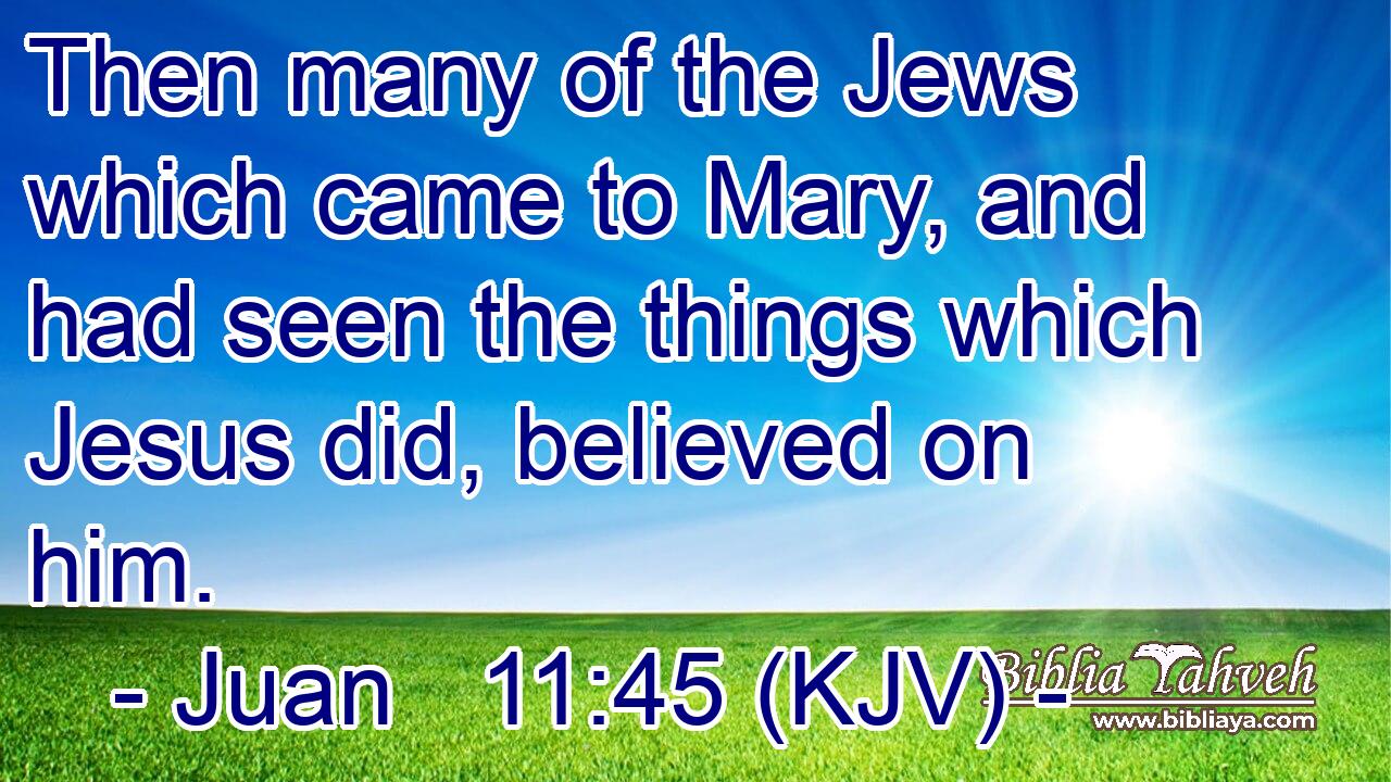 Then many of the Jews which came to Mary, and had seen the things which Jesus did, believed on him.