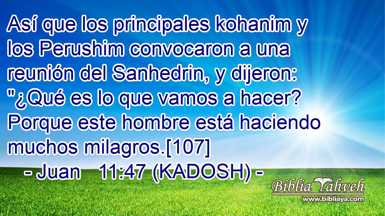  Así que los principales kohanim y los Perushim convocaron a una reunión del Sanhedrin, y dijeron: 