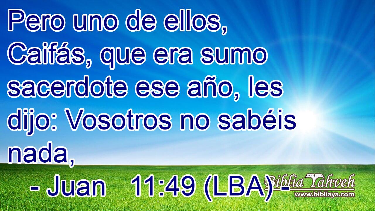 Pero uno de ellos, Caifás, que era sumo sacerdote ese año, les dijo: Vosotros no sabéis nada,