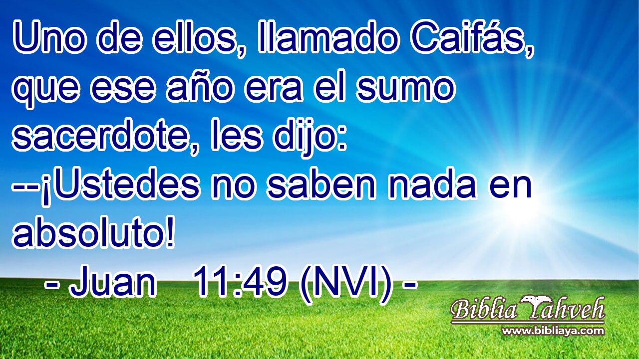  Uno de ellos, llamado Caifás, que ese año era el sumo sacerdote, les dijo: --¡Ustedes no saben nada en absoluto! 