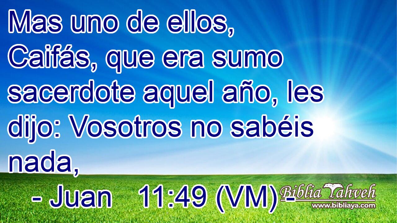  Mas uno de ellos, Caifás, que era sumo sacerdote aquel año, les dijo: Vosotros no sabéis nada, 