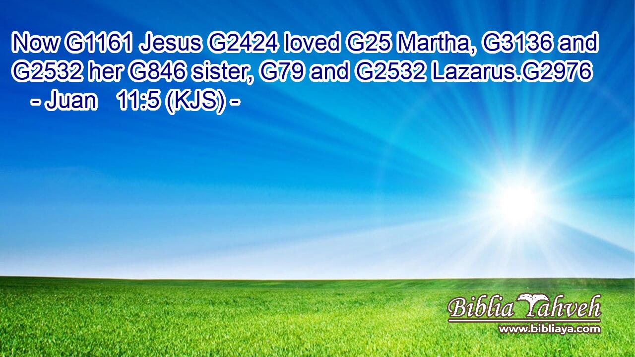 Now G1161 Jesus G2424 loved G25 Martha, G3136 and G2532 her G846 sister, G79 and G2532 Lazarus.G2976