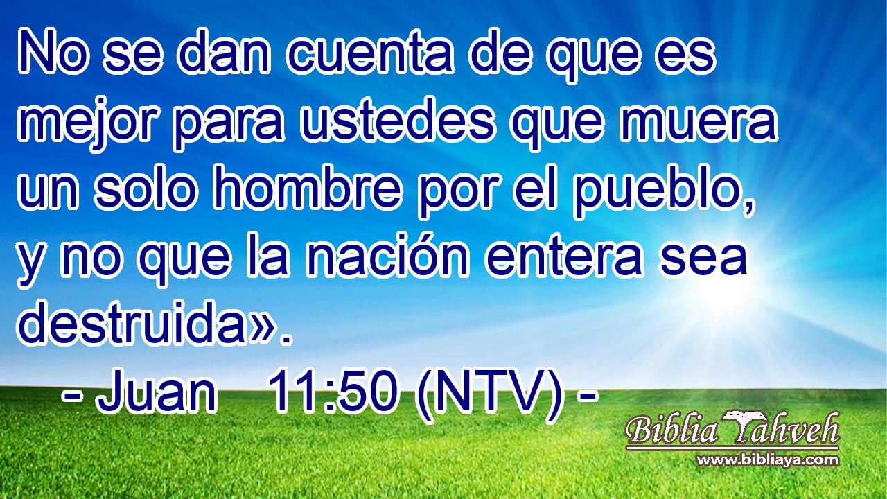 No se dan cuenta de que es mejor para ustedes que muera un solo hombre por el pueblo, y no que la nación entera sea destruida».