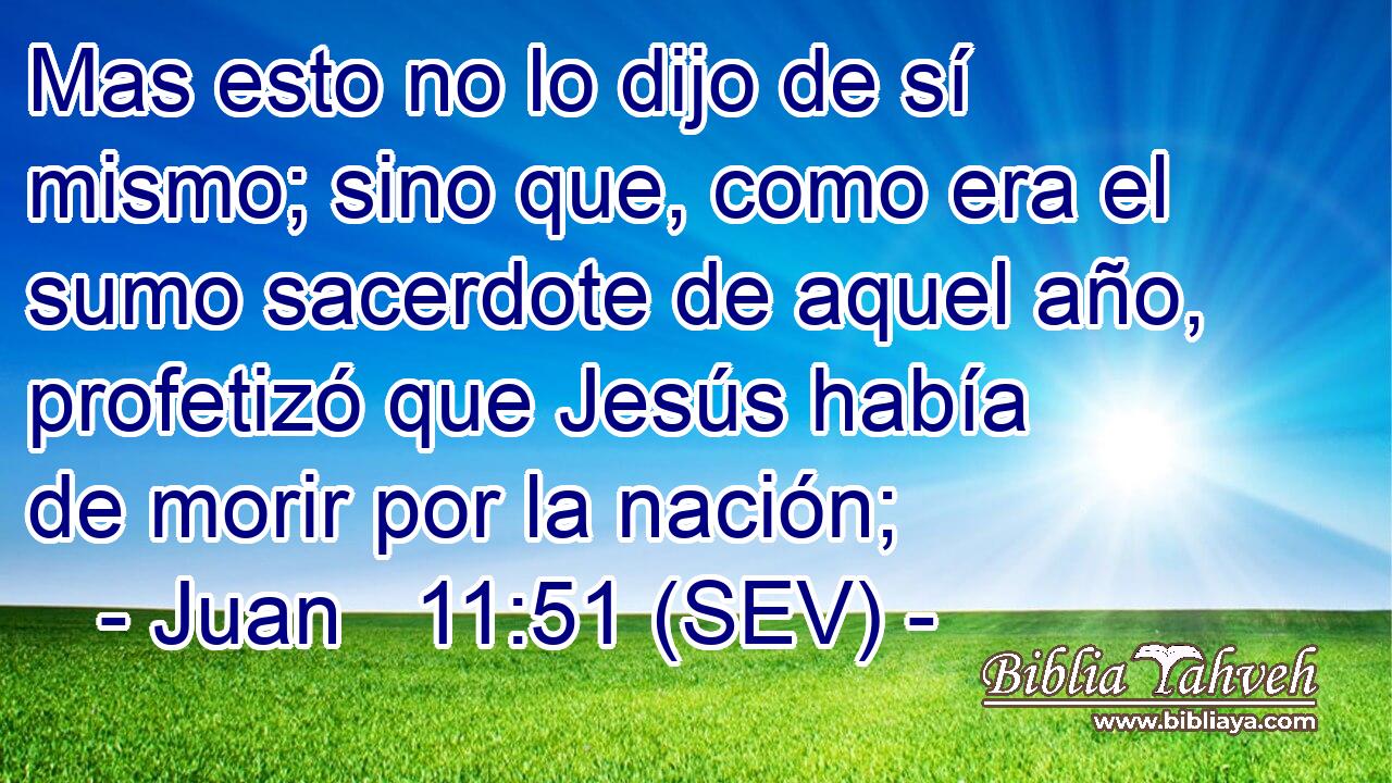 Mas esto no lo dijo de sí mismo; sino que, como era el sumo sacerdote de aquel año, profetizó que Jesús había de morir por la nación;