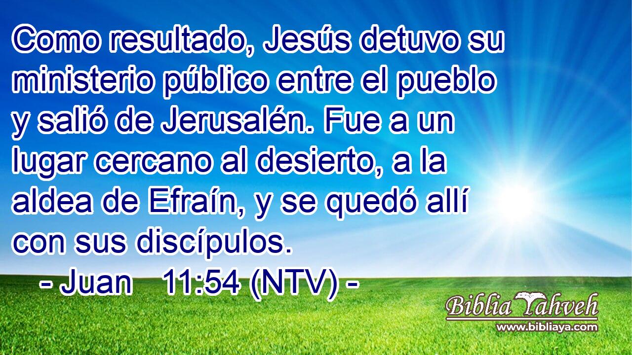 Como resultado, Jesús detuvo su ministerio público entre el pueblo y salió de Jerusalén. Fue a un lugar cercano al desierto, a la aldea de Efraín, y se quedó allí con sus discípulos.