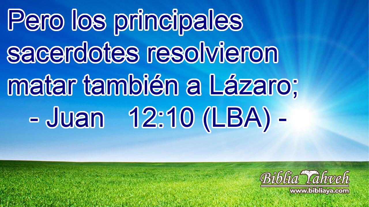 Pero los principales sacerdotes resolvieron matar también a Lázaro;
