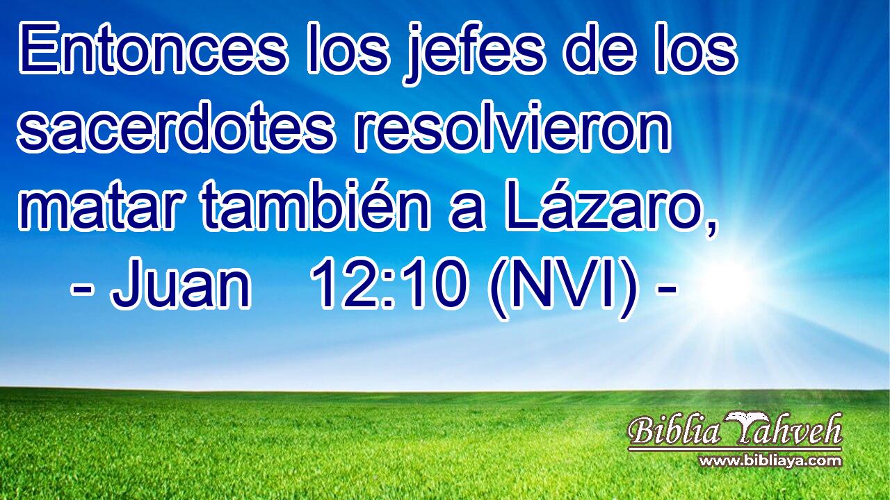  Entonces los jefes de los sacerdotes resolvieron matar también a Lázaro, 