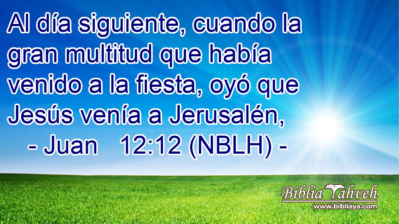  Al día siguiente, cuando la gran multitud que había venido a la fiesta, oyó que Jesús venía a Jerusalén, 