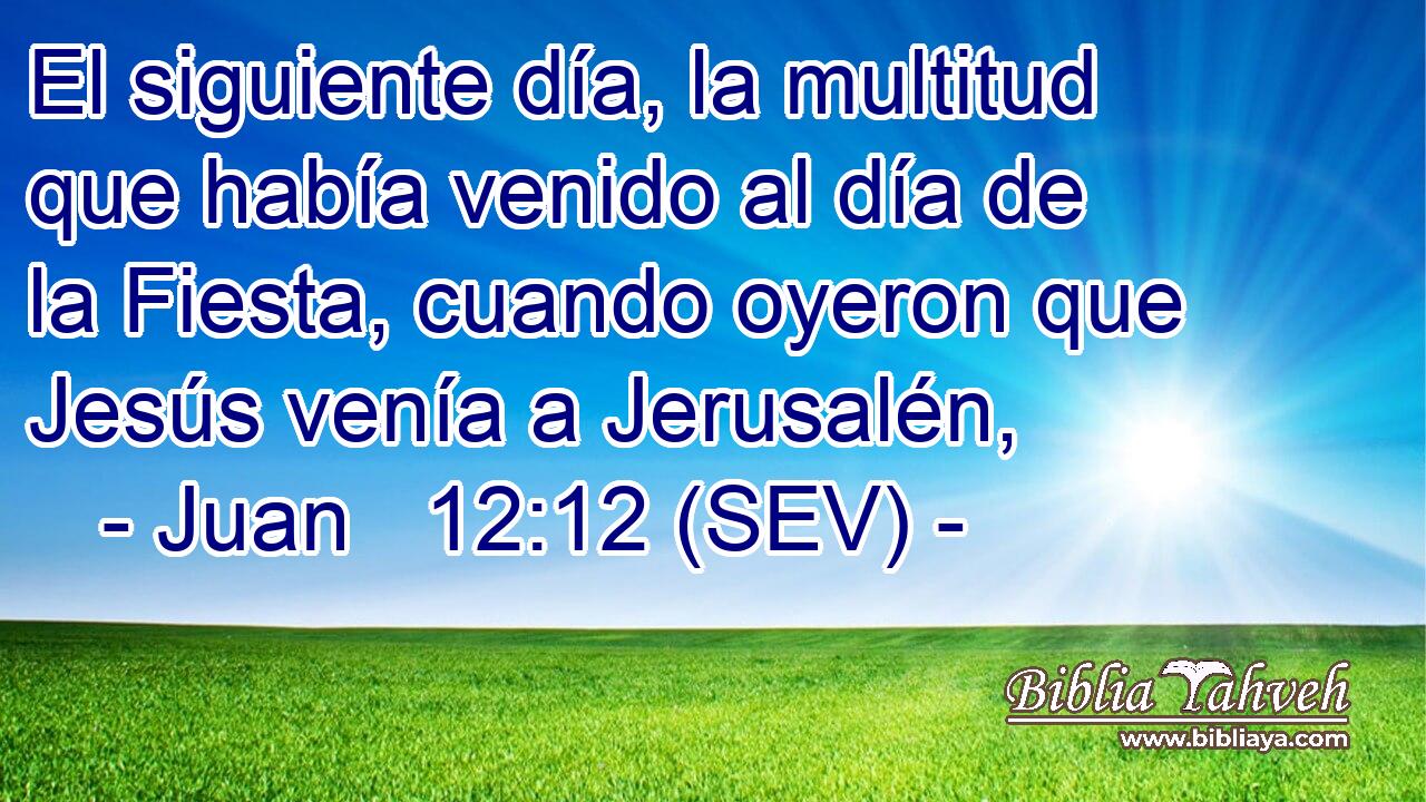 El siguiente día, la multitud que había venido al día de la Fiesta, cuando oyeron que Jesús venía a Jerusalén,