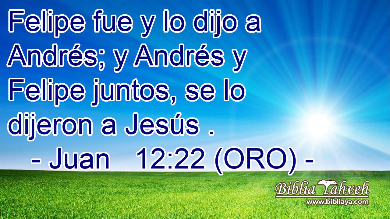  Felipe fue y lo dijo a Andrés; y Andrés y Felipe juntos, se lo dijeron a Jesús . 