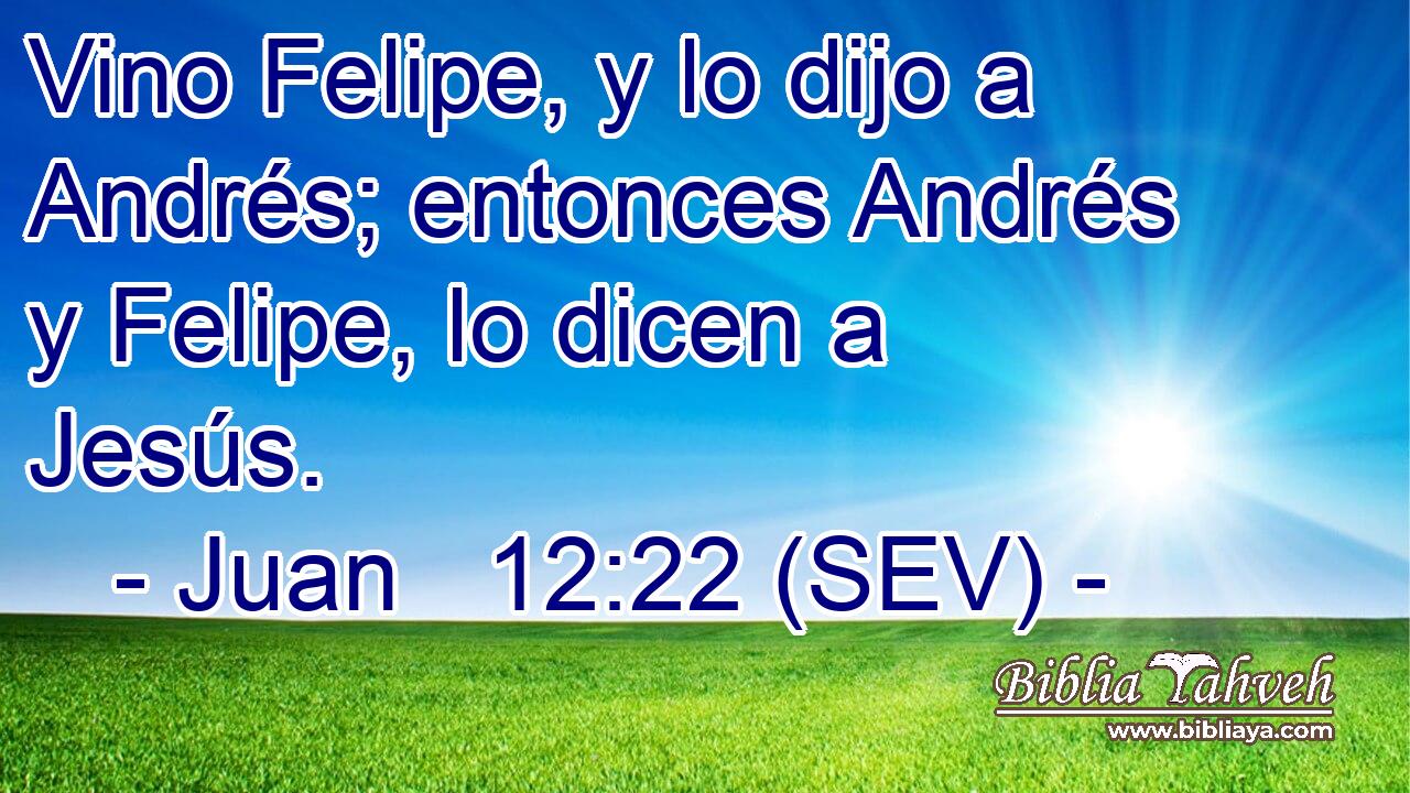 Vino Felipe, y lo dijo a Andrés; entonces Andrés y Felipe, lo dicen a Jesús.