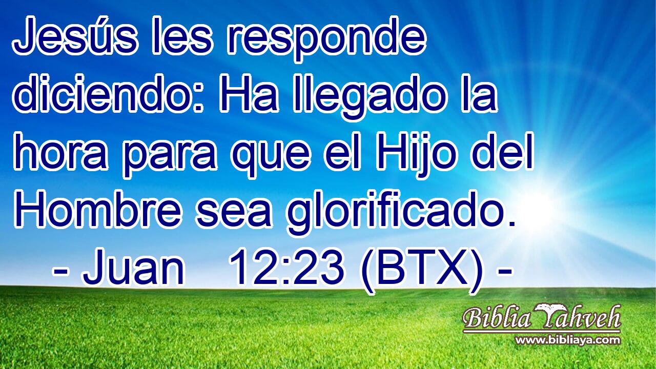Jesús les responde diciendo: Ha llegado la hora para que el Hijo del Hombre sea glorificado.