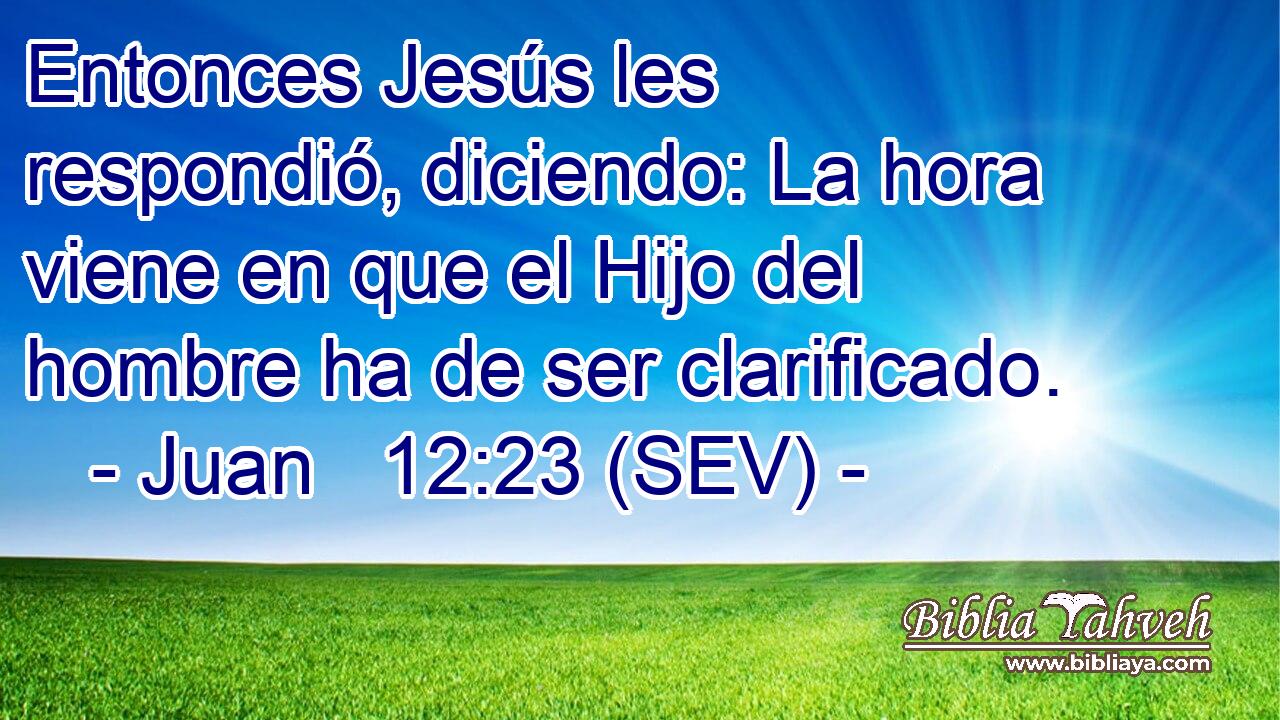 Entonces Jesús les respondió, diciendo: La hora viene en que el Hijo del hombre ha de ser clarificado.