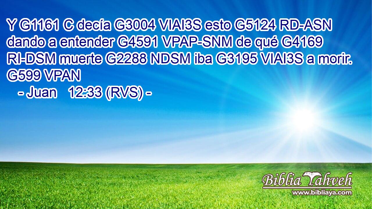 Y G1161 C decía G3004 VIAI3S esto G5124 RD-ASN dando a entender G4591 VPAP-SNM de qué G4169 RI-DSM muerte G2288 NDSM iba G3195 VIAI3S a morir. G599 VPAN 