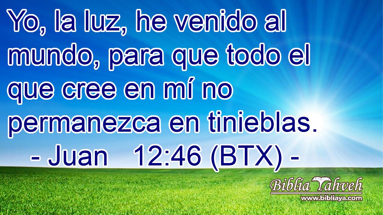 Yo, la luz, he venido al mundo, para que todo el que cree en mí no permanezca en tinieblas.