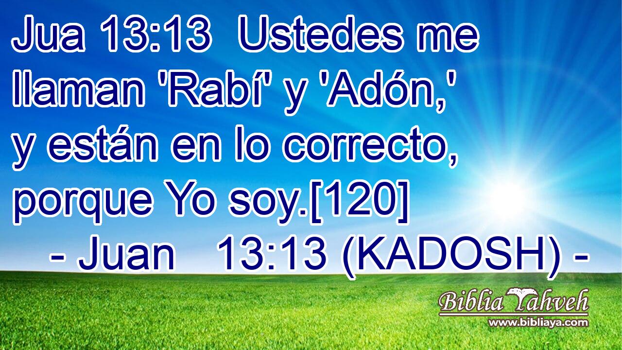  Ustedes me llaman 'Rabí' y 'Adón,' y están en lo correcto, porque Yo soy.[120] 