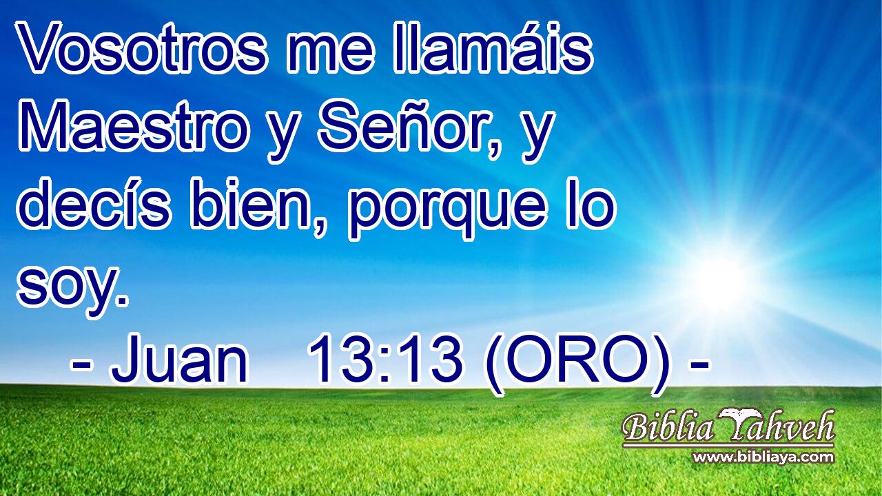  Vosotros me llamáis Maestro y Señor, y decís bien, porque lo soy. 