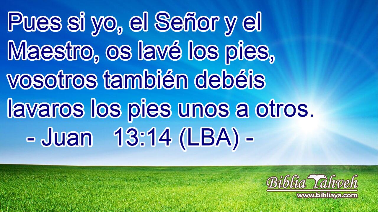 Pues si yo, el Señor y el Maestro, os lavé los pies, vosotros también debéis lavaros los pies unos a otros.