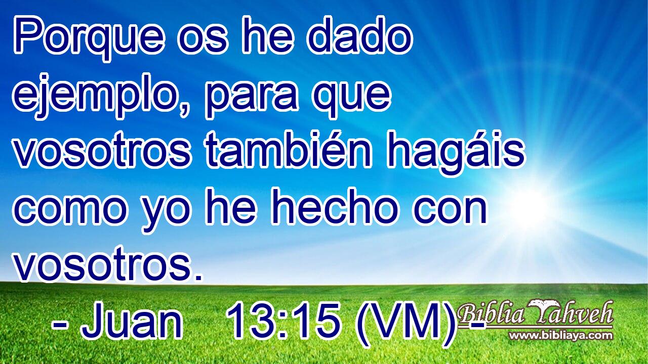  Porque os he dado ejemplo, para que vosotros también hagáis como yo he hecho con vosotros. 