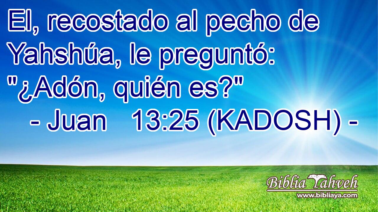  El, recostado al pecho de Yahshúa, le preguntó: 