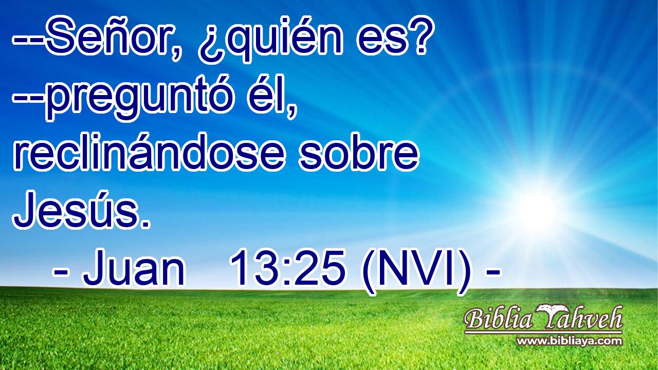  --Señor, ¿quién es? --preguntó él, reclinándose sobre Jesús. 