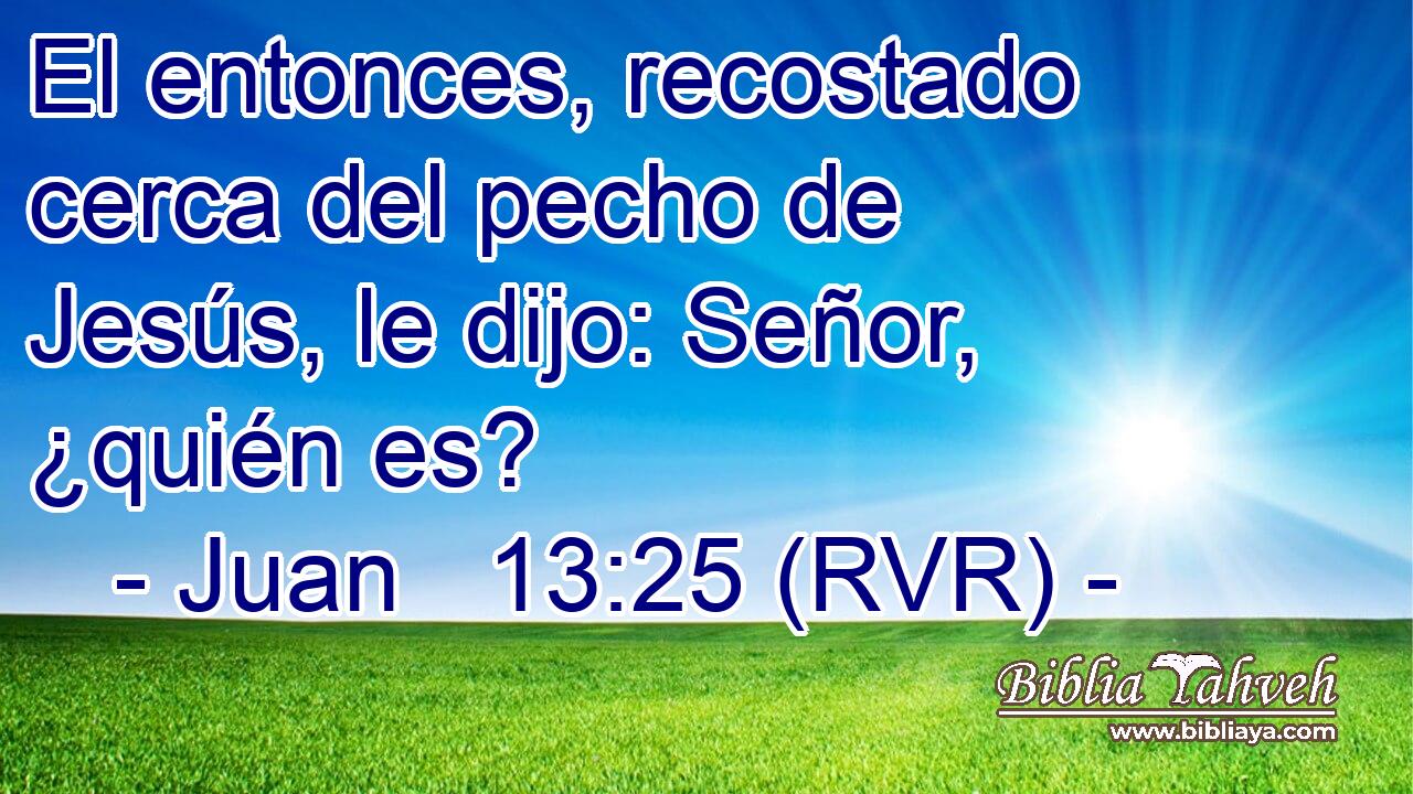 El entonces, recostado cerca del pecho de Jesús, le dijo: Señor, ¿quién es?