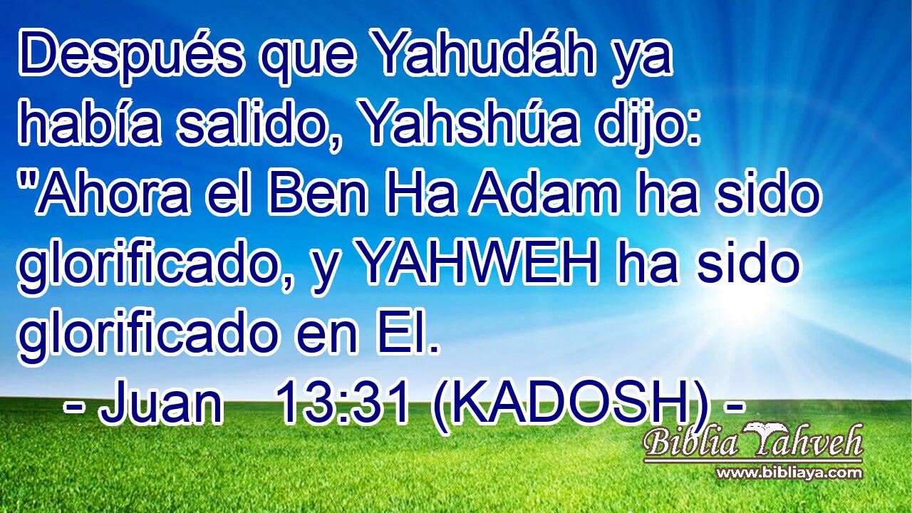  Después que Yahudáh ya había salido, Yahshúa dijo: 