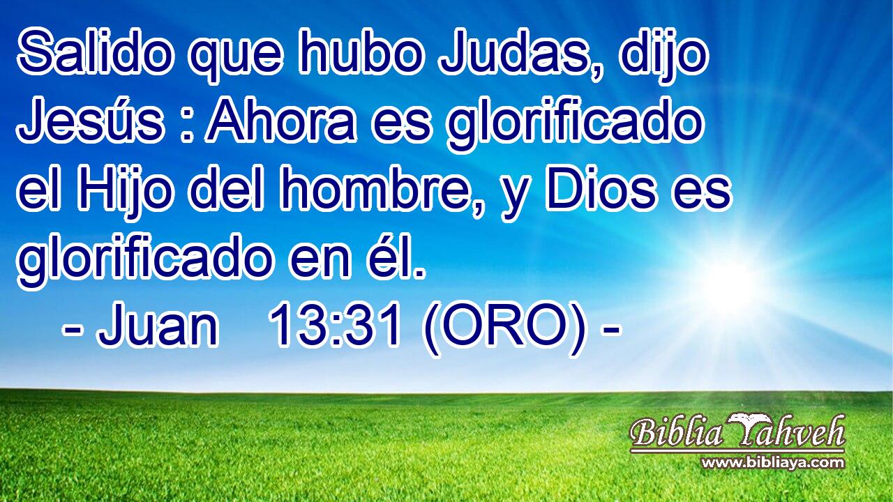  Salido que hubo Judas, dijo Jesús : Ahora es glorificado el Hijo del hombre, y Dios es glorificado en él. 