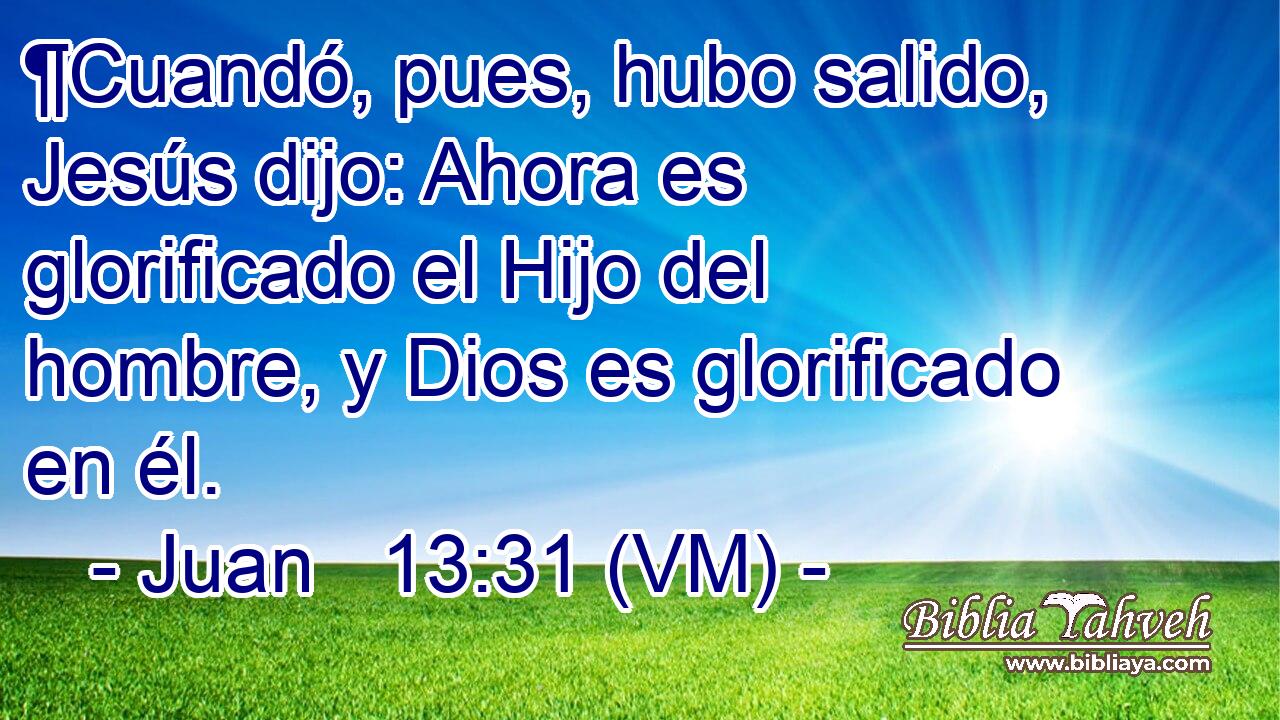  ¶Cuandó, pues, hubo salido, Jesús dijo: Ahora es glorificado el Hijo del hombre, y Dios es glorificado en él. 
