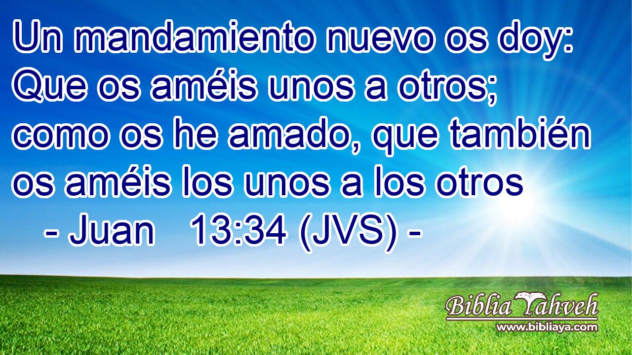 Un mandamiento nuevo os doy: Que os améis unos a otros; como os he amado, que también os améis los unos a los otros