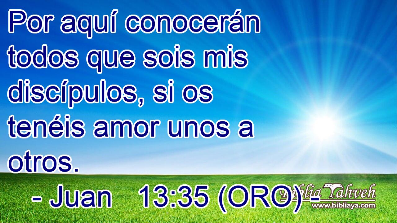  Por aquí conocerán todos que sois mis discípulos, si os tenéis amor unos a otros. 