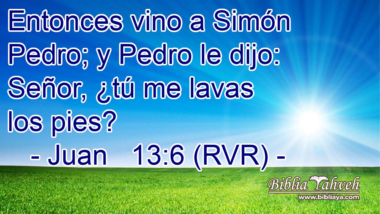 Entonces vino a Simón Pedro; y Pedro le dijo: Señor, ¿tú me lavas los pies?